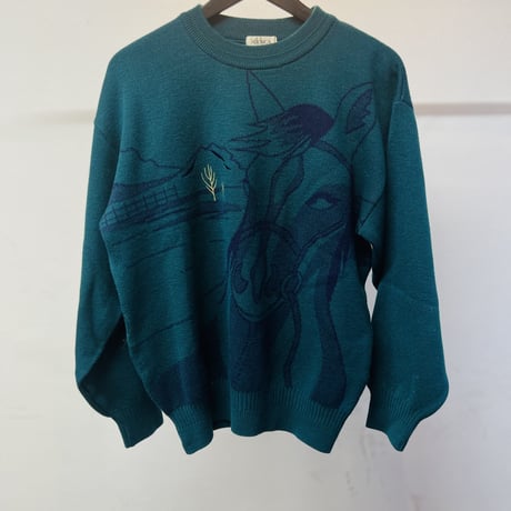 90's "horse" knit green