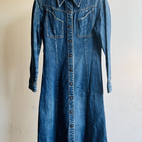 70's denim long shirt made in USA