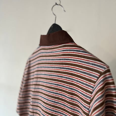 70's stripe knit polo shirt