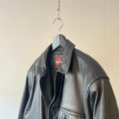 90's half leather coat