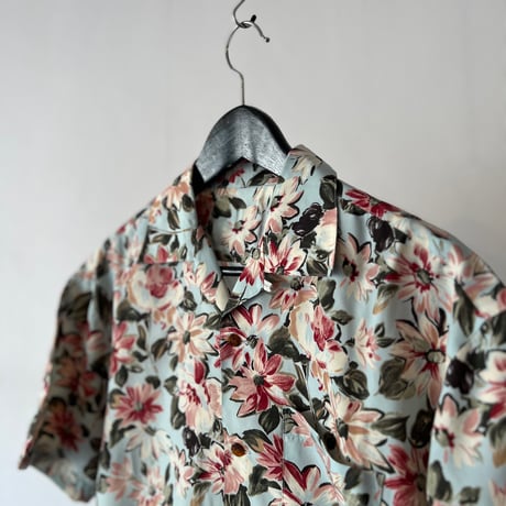 old flower pattern rayon shirt