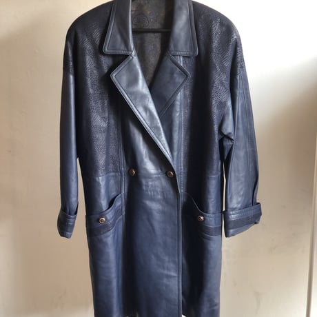 80's double leather coat purple