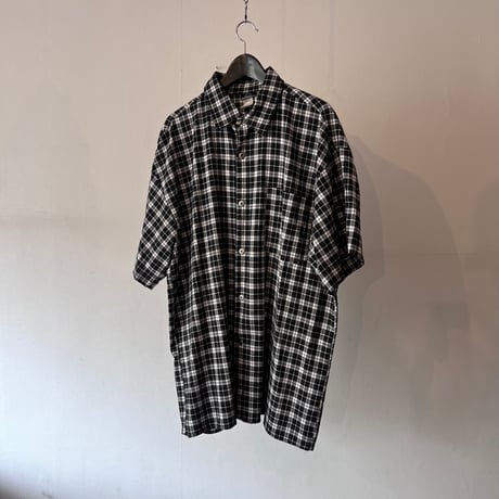 90's over size check shirt
