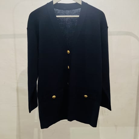 90's gold button cardigan navy