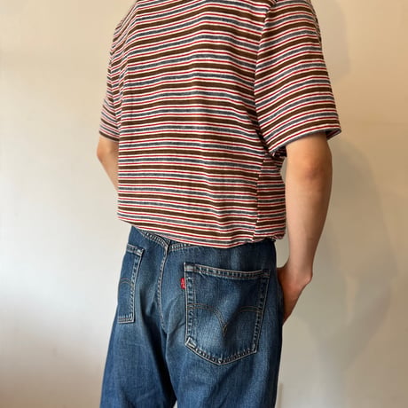 70's stripe knit polo shirt