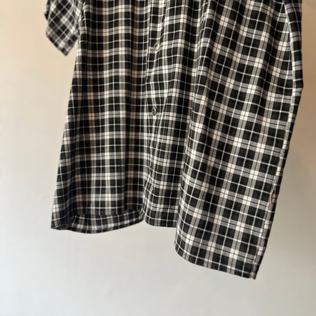 90's over size check shirt