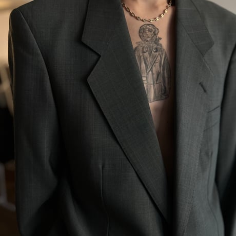 90's balenciaga set  up suit green check