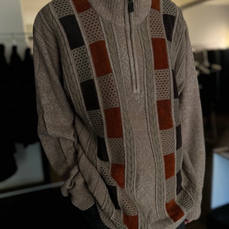 90's half zip design knit