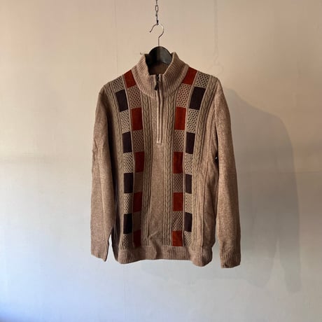 90's half zip design knit