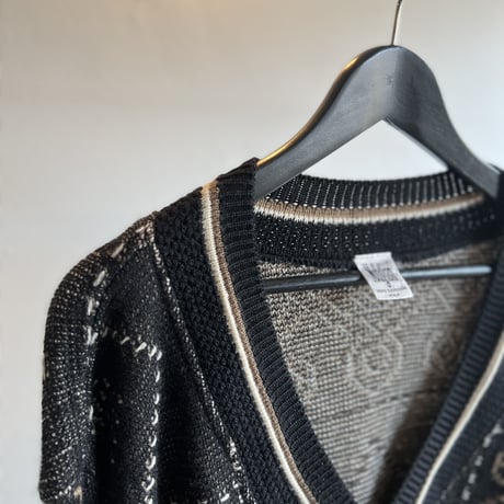 80's total pattern Vneck knit made in italy