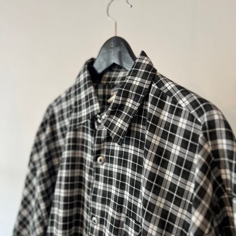 90's over size check shirt