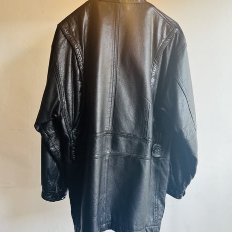 90's durban stand collar leather coat