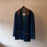 80's  leather switching denim tailored jacket
