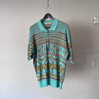 90's jacquard knit polo shirt
