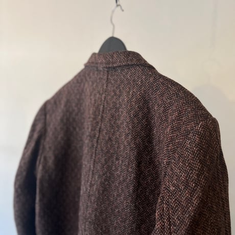 80's tweed long coat brown