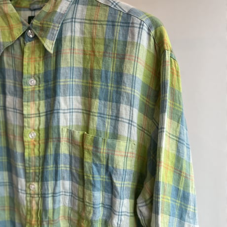 90's j.crew  linen check shirt