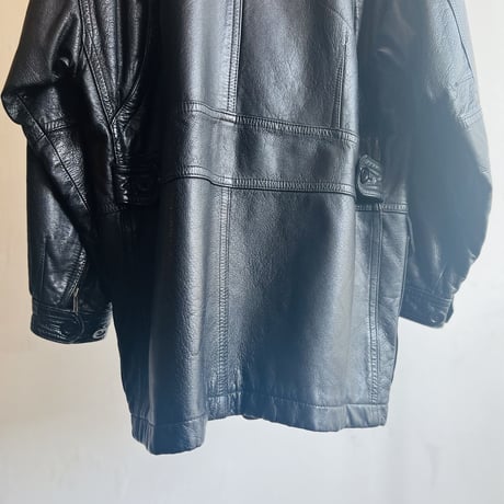 90's durban stand collar leather coat