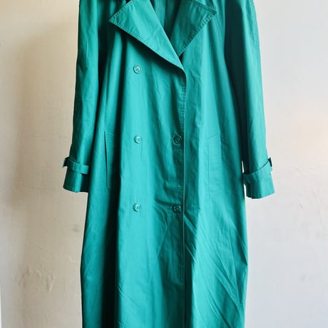 80's〜90's double trench coat emerald green