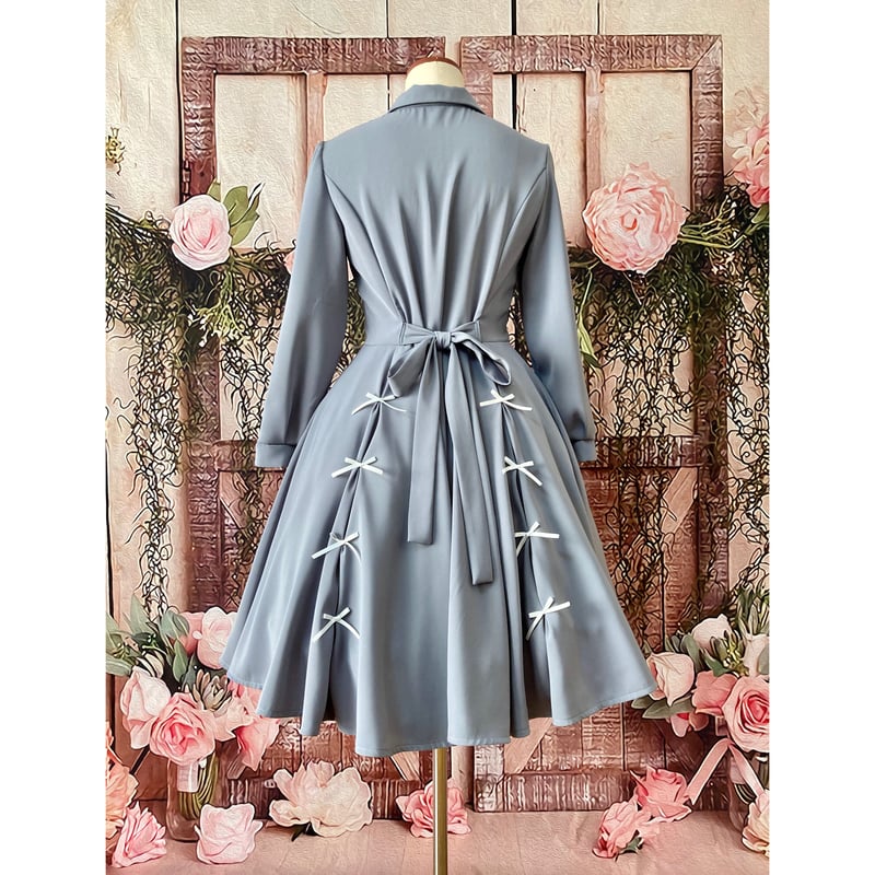 図書館ワンピース グレー×白リボン | nana oyashiki