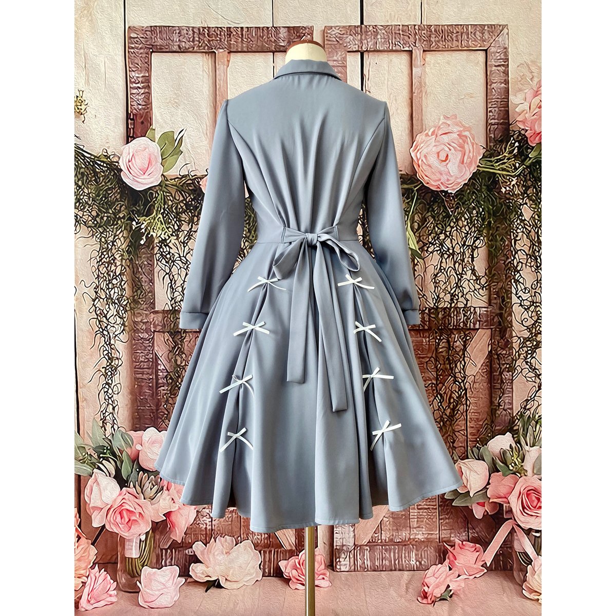 図書館ワンピース グレー×白リボン | nana oyashiki