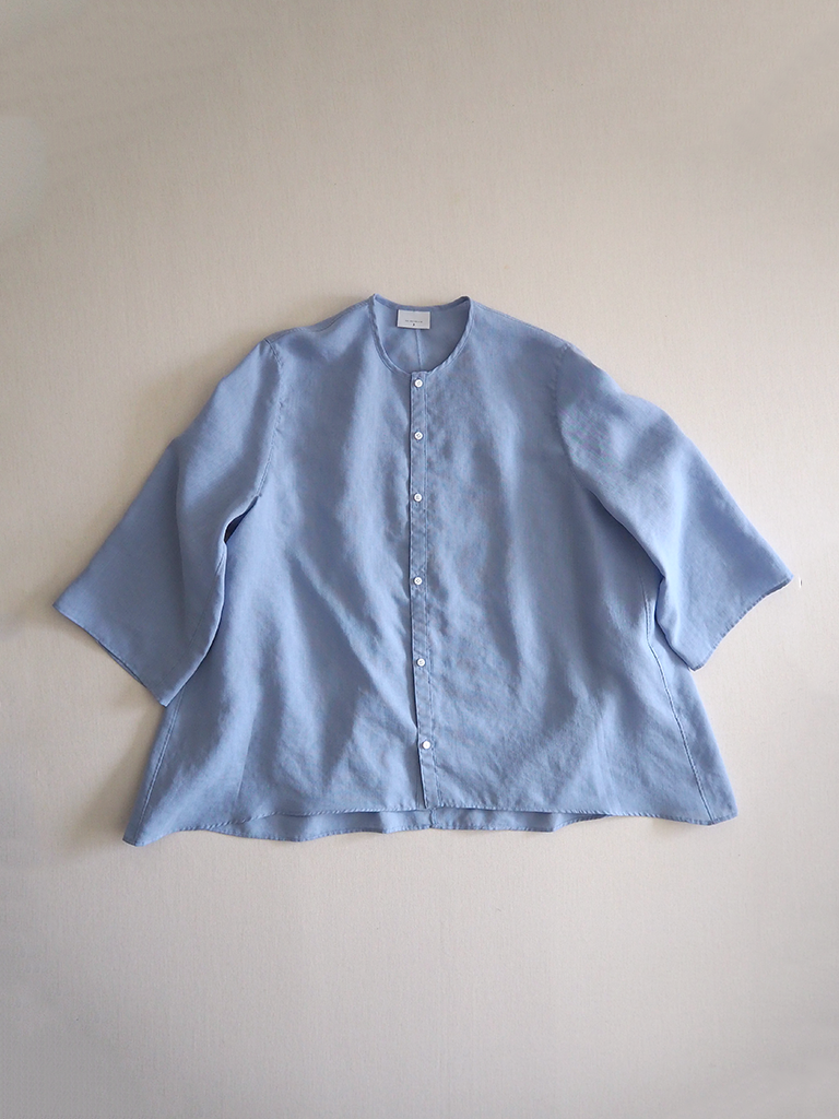 D seconD ノーカラーシャツ スラブトリアセテートガーゼノーカラーフレアシャツ/NO CONTROL