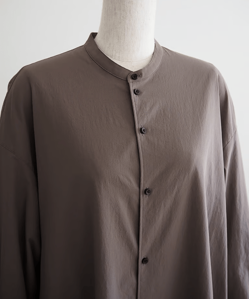 ストレッチポリエステルマットタイプライターマオカラーシャツ