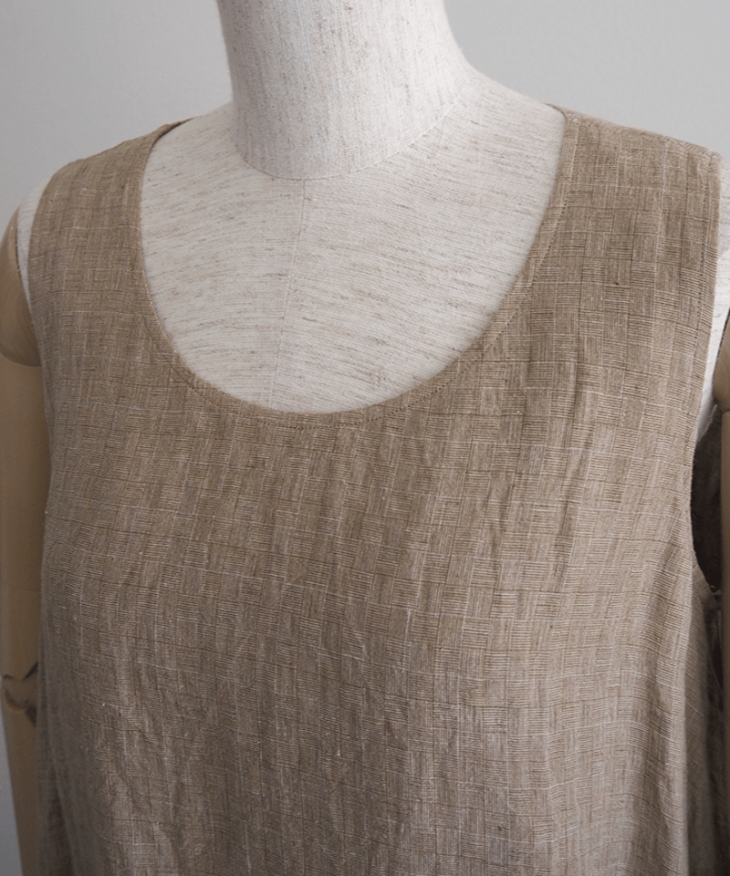 ブラウンリネンノースリーブワンピース/ゴーシュ | DONOVAN