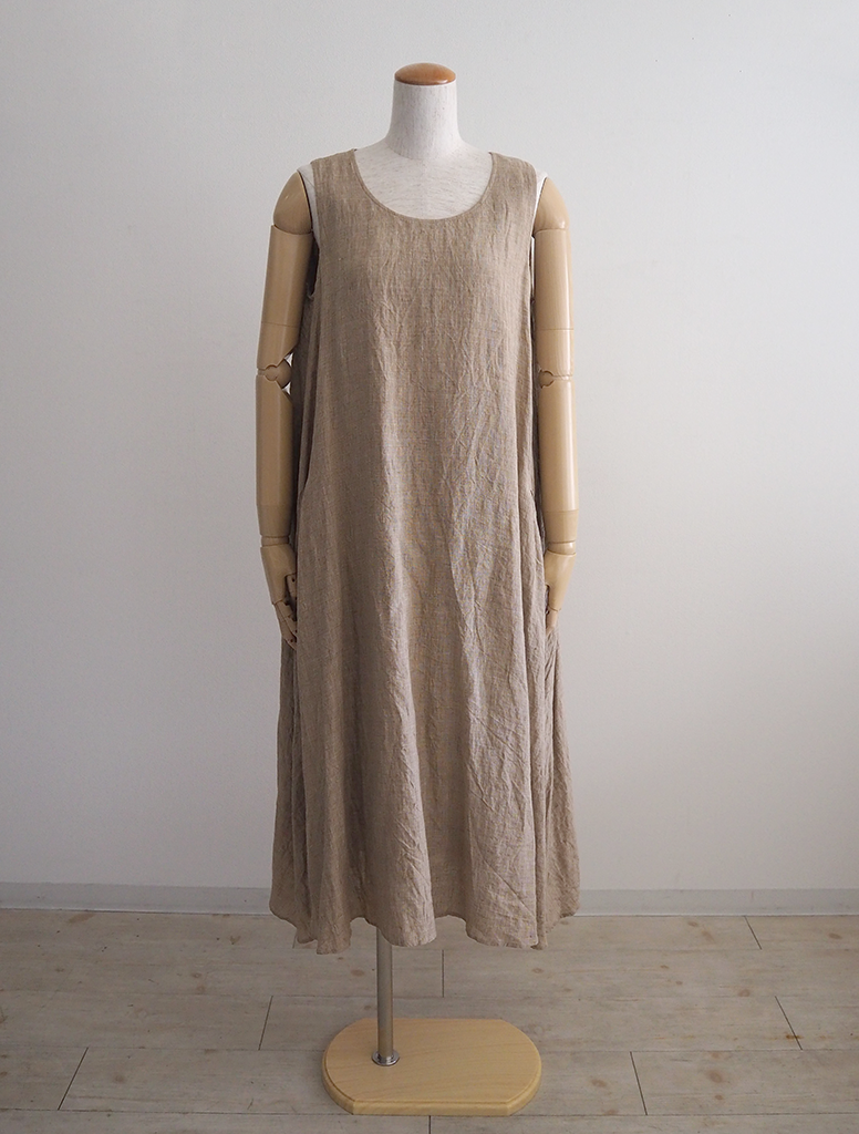 ブラウンリネンノースリーブワンピース/ゴーシュ | DONOVAN