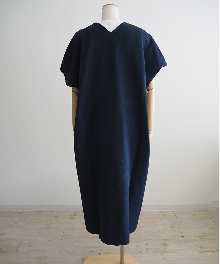 ゴーシュ　コットンインレイワンピース　ネイビー BDインレイVネックワンピース/ゴーシュ | DONOVAN
