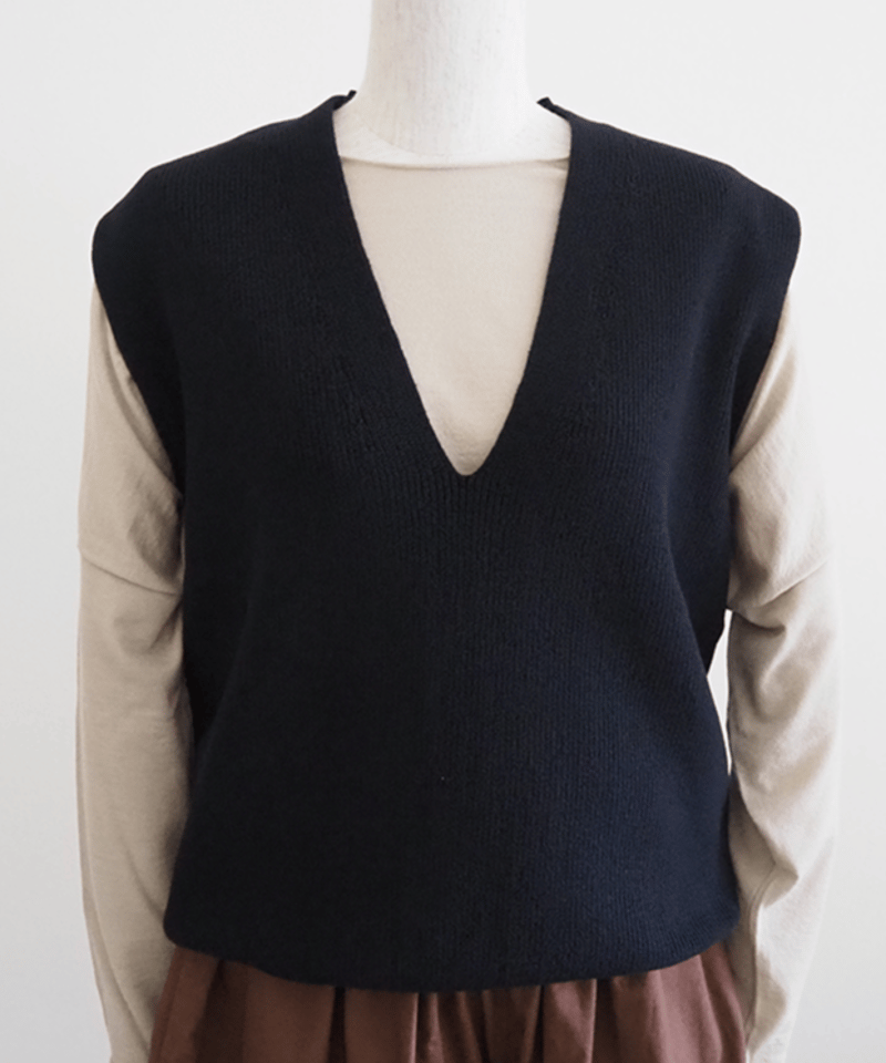 コットンファームリブニットベスト/ゴーシュ | DONOVAN