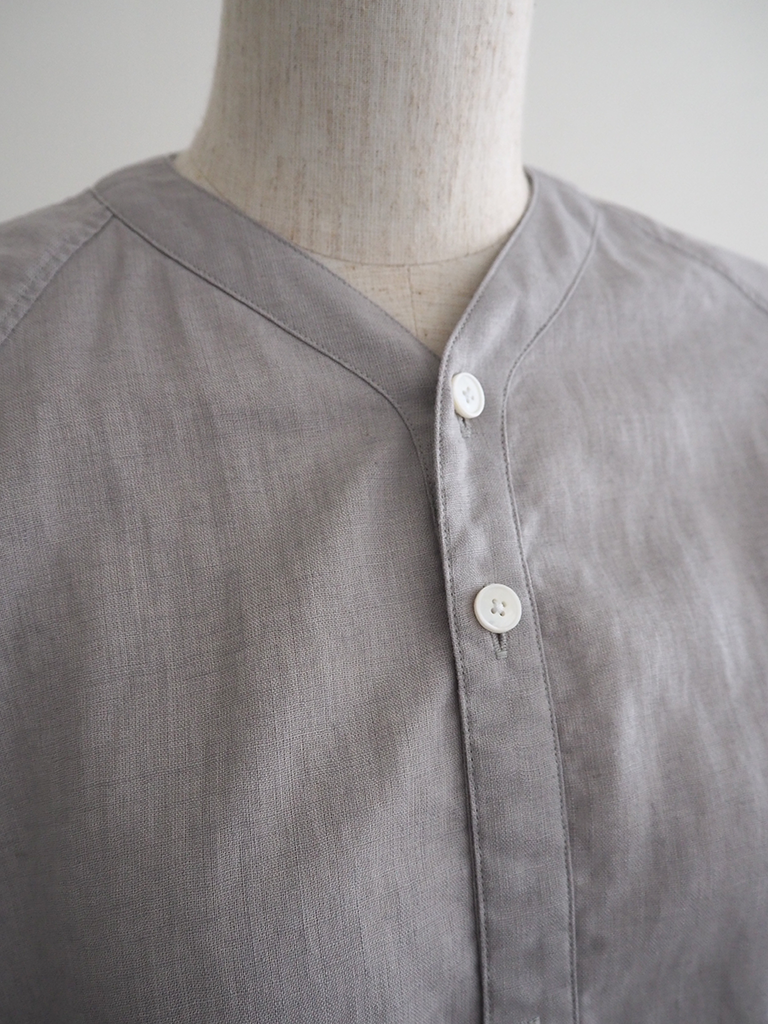 混紡ポリエステルリネンスラブローンベースボールシャツ/FIRMUM