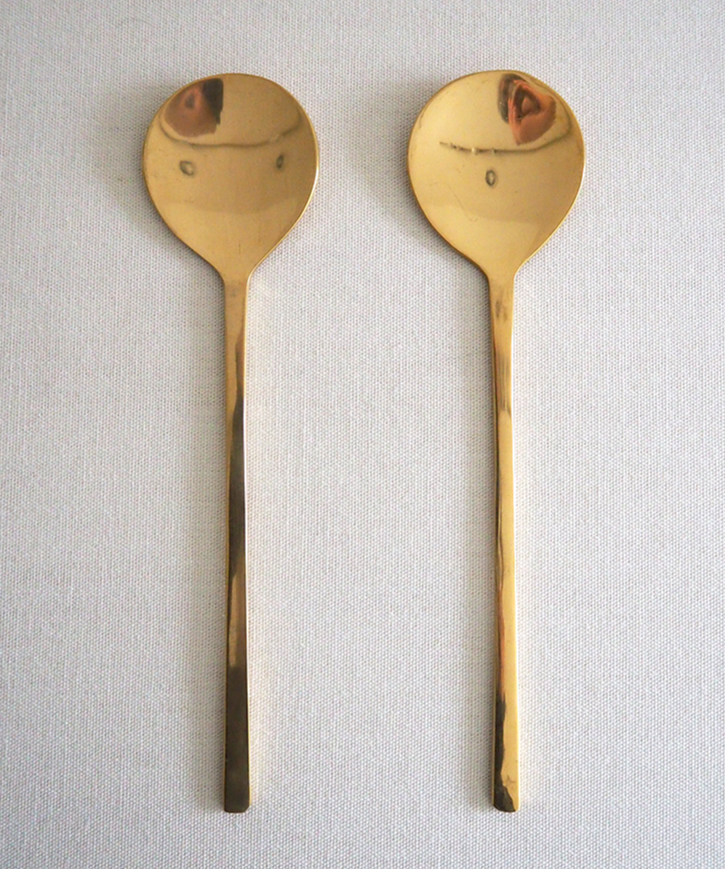 ビンテージ　シェルと真鍮のスプーン(6本セット) シェルと真鍮のスプーン(6本セット) ビンテージ シェルと真鍮の