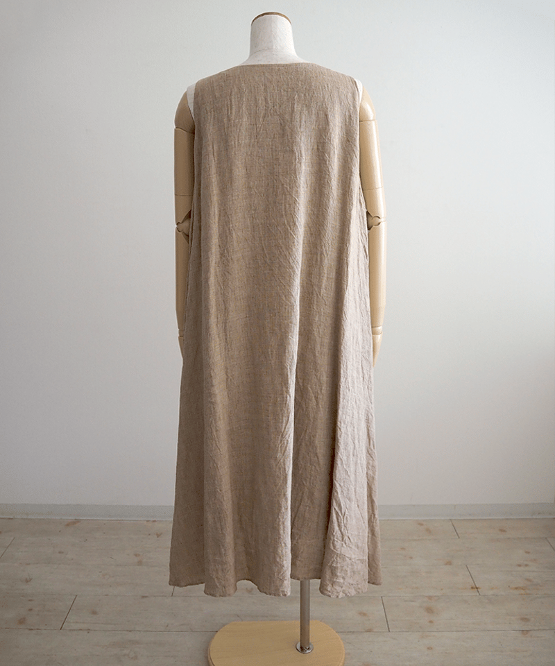 ブラウンリネンノースリーブワンピース/ゴーシュ | DONOVAN ブラウンリネンノースリーブワンピース/ゴーシュ | DONOVAN