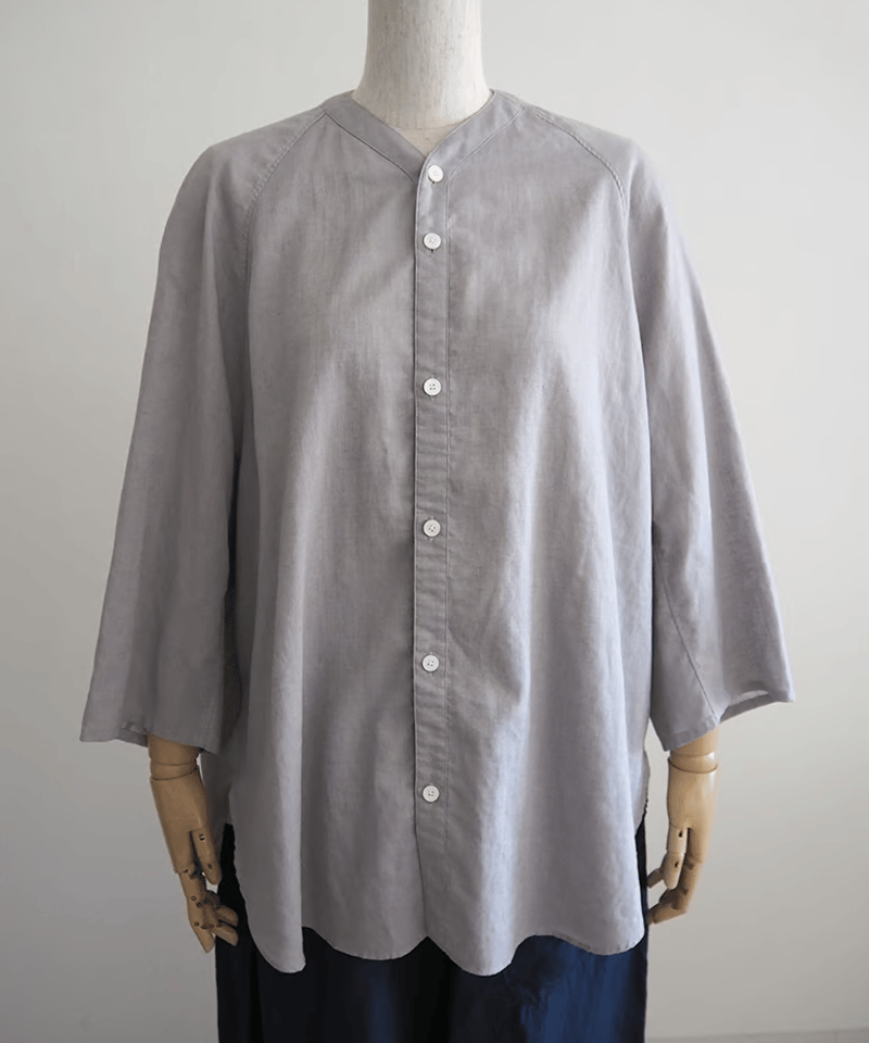 【美品】  FIRMUM / フィルマム | 混紡ポリエステル リネンスラブローン ポロシャツ ライクプルオーバー | XS | ネイビー | レディース FIRMUM / フィルマム | 混紡ポリエステル リネンスラブローン