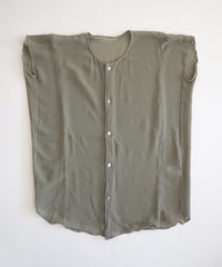 シルクシフォンノーカラーフレンチスリーブブラウス/ゴーシュ
