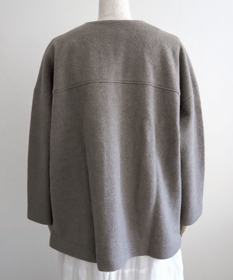 evam eva プレスウール ノーカラー ジャケット