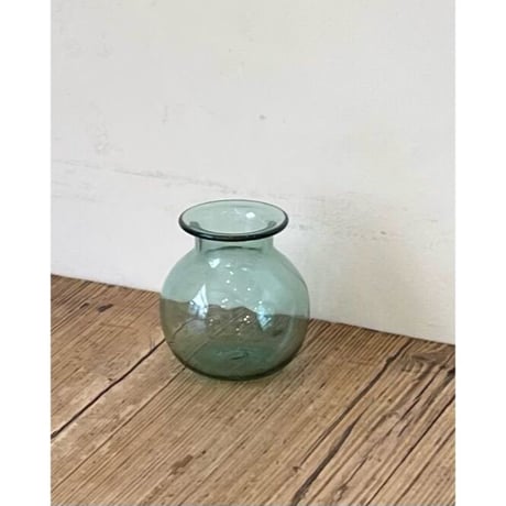 GLASS FLOWER VASE【丸底/浅葱 pale blue-green】