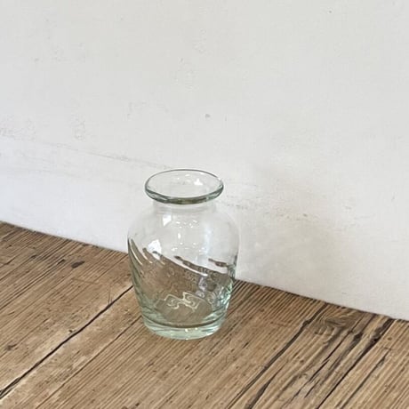 GLASS FLOWER VASE【壺型/small】 clear/olive/浅葱