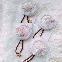 リバティビーズ刺繍あじさいヘアゴム