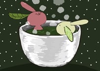 【e-13】お茶うさぎポストカード⑬