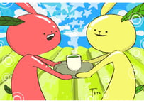 【e-9】お茶うさぎポストカード⑨