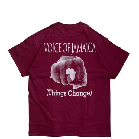 "VOICE OF JAMAICA" S/S TEE MAROON