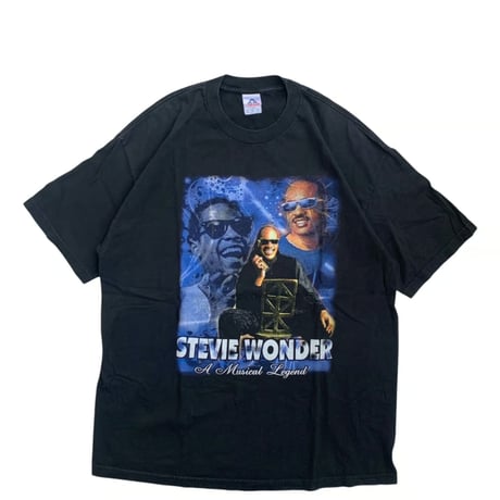 "STEVIE WONDER" S/S TEE BLACK