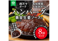 【楽天ふるさと納税ハンバーグ部門1位】送料無料お中元お歳暮贈答用幻の牛土佐あかうしと四万十ポークのハンバーグ8個　自家製黄金生姜ソース付き