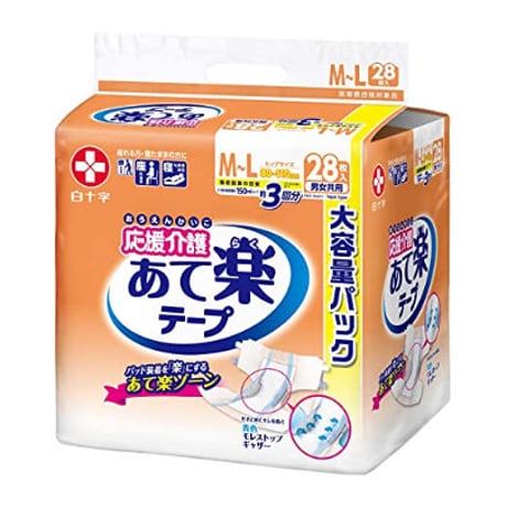 応援介護テープ止め　あて楽　M-L　1ケース（28枚×2袋）