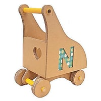 段ボール製【手押し車/完成品】わんぱくな男の子　お買い物ごっこ大好きな女の子にぴったりの室内おもちゃ　収納としても利用可♪[ギフトに最適]