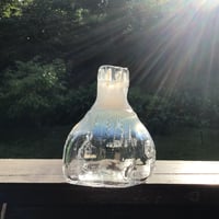 窓の有る…扁壺(乳白ガラス)………(white glass vase…White little house…)
