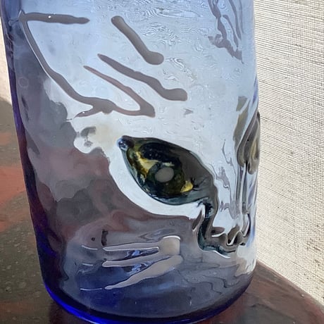 薄瑠璃,Nyanglass(Lightblue cat's face glass tumbler)