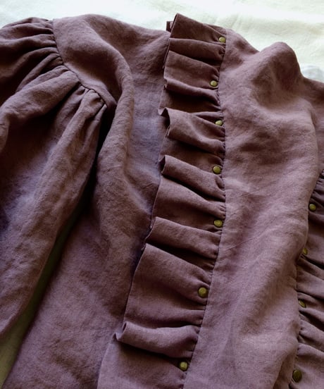 あなただけの一着に育つ服 ◇ イタリアンリネン フリル ボリュームスリーブ ビッグスリーブ ブラウス