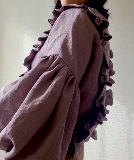 あなただけの一着に育つ服 ◇ イタリアンリネン フリル ボリュームスリーブ ビッグスリーブ ブラウス